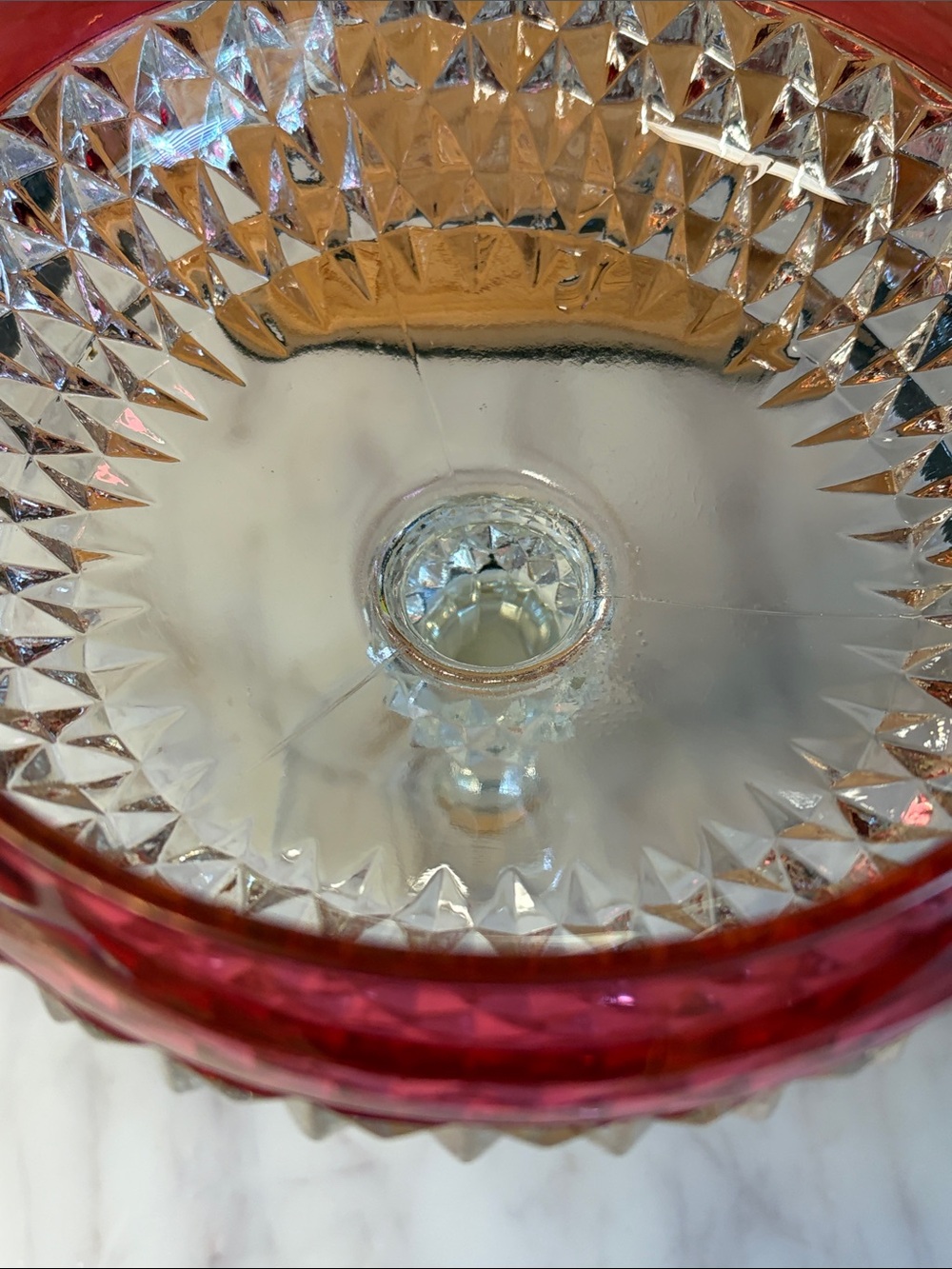 Ruby Rim Pressed Glass Compote - Picture 6 of 6